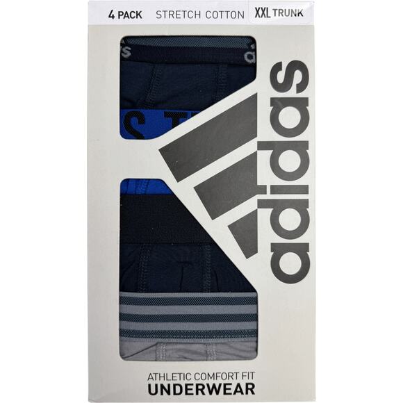 Adidas Mens XXL Athletic Comfort FIt Underwear Trunk Stretch Cotton 4-Pack NWT - Picture 1 of 14
